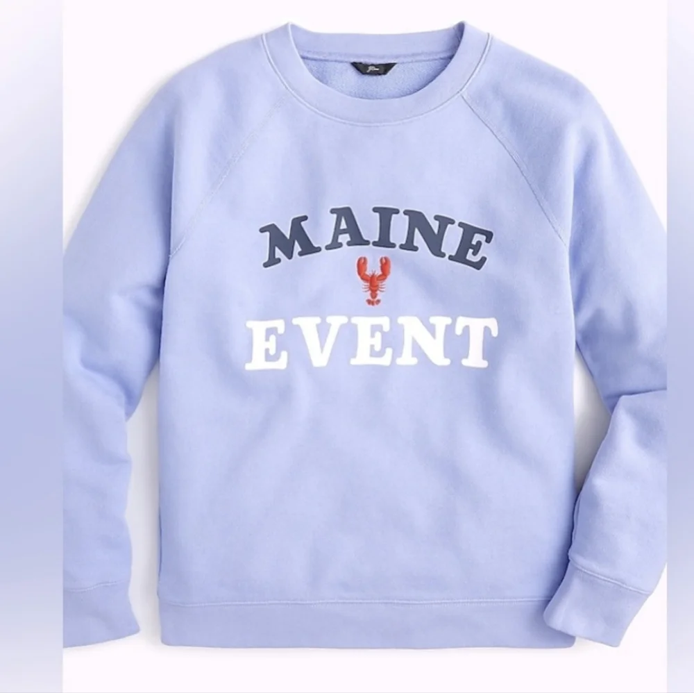 J.CREW Maine Event Sweatshirt S Periwinkle Blue + Red Lobster Pullover